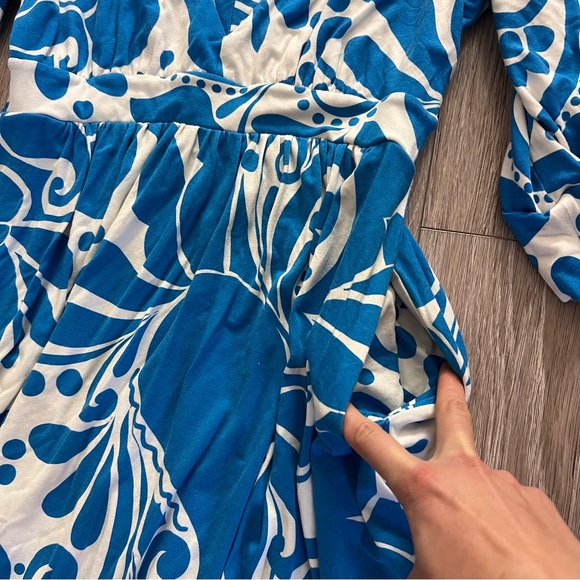 Boden Maya Kimono Jersey Maxi Dress in Indigo Bunting Ripple Swirl - Picture 9 of 14